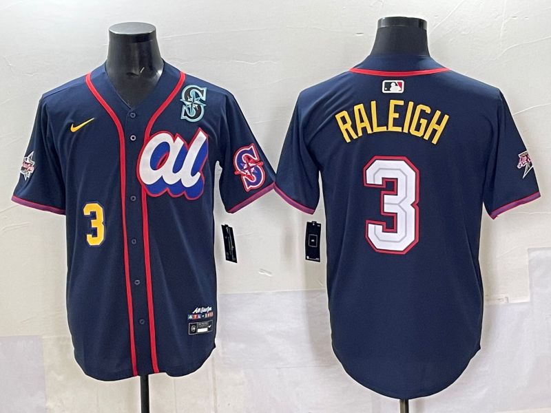 Men 2025 Seattle Mariners #3 Raleigh Drak Blue All star Nike MLB Jersey style 09